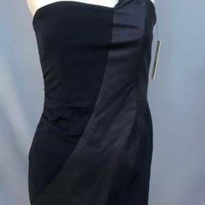 Alice + Olivia Black Silk and Leather Dress Size 6